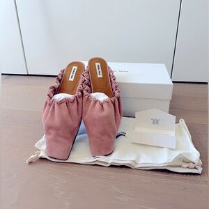 REIKE NEN Ruched Suede Flat Ballerina Flats - Size 7